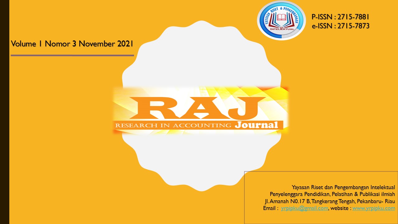 					View Vol. 2 No. 5 (2022): RAJ (Research in Accounting Journal) 
				